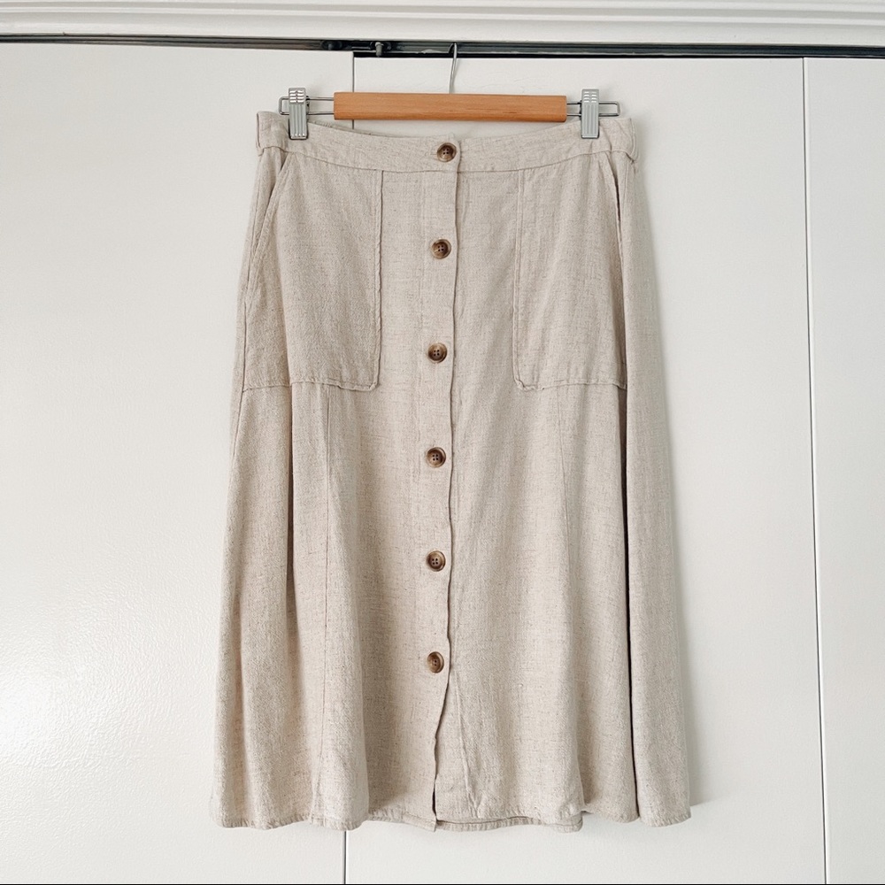 Front Button Midi Skirt